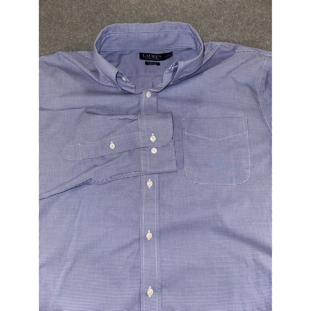 Lauren Ralph Lauren Mens Classic Fit Gingham Dress Shirt Blue 17.5 34/35